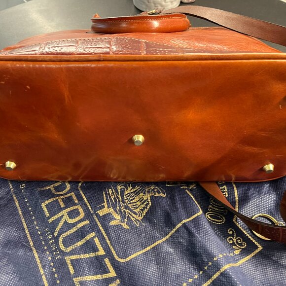 Vintage Peruzzi Italian Tan Leather Tote Bag - Picture 3 of 4